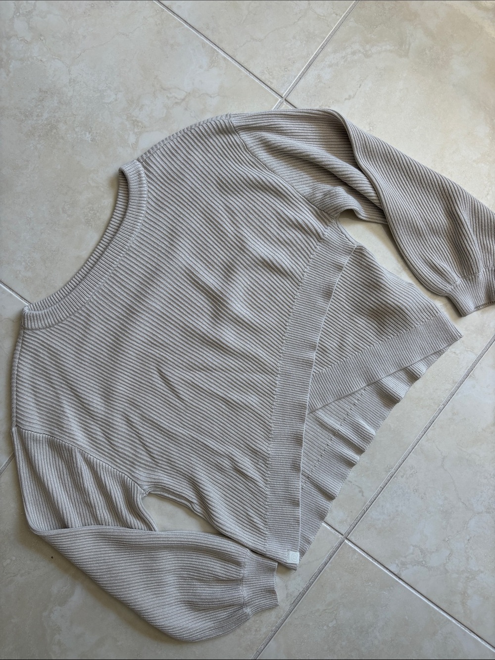 lululemon athletica Cropped Ribbed Reversible Crossover Crewneck Sweater Taupe 8